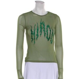 Miaou Green Sheer Long Sleeve Top